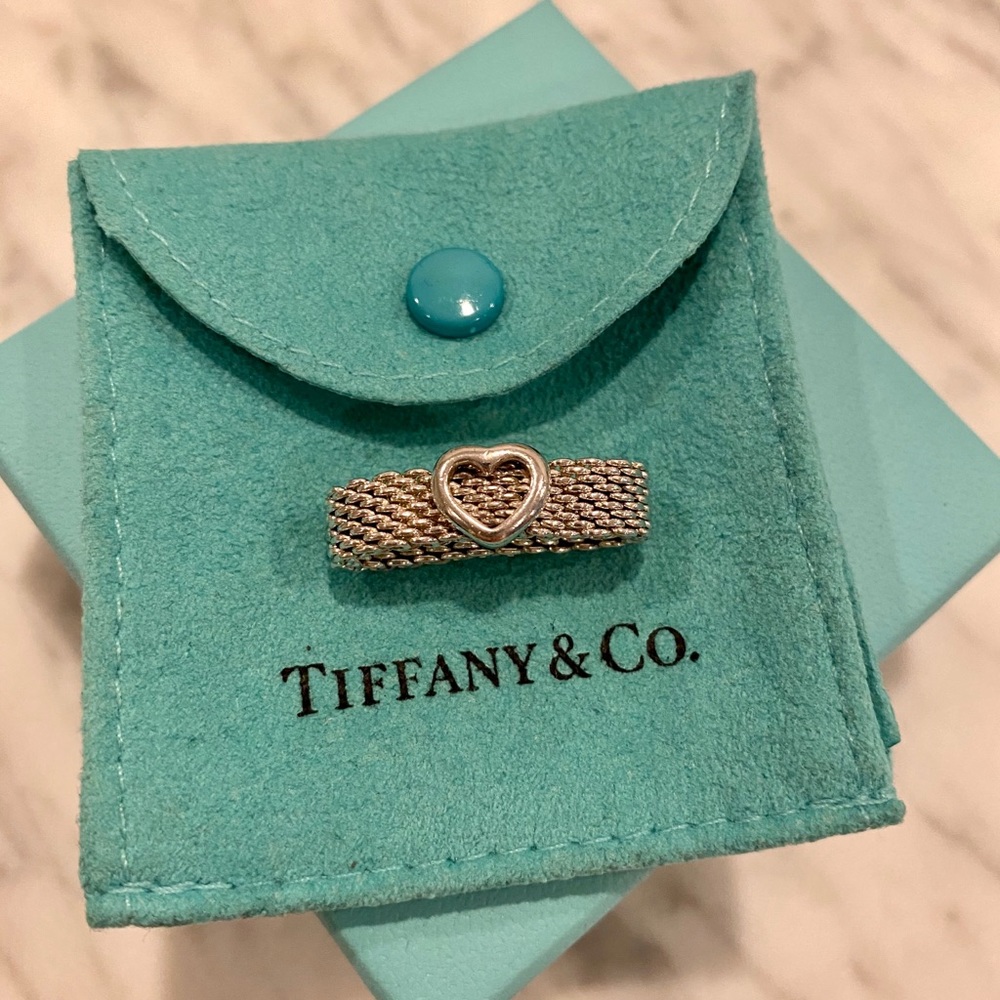 Tiffany & Co. Silver Heart Somerset Mesh Ring